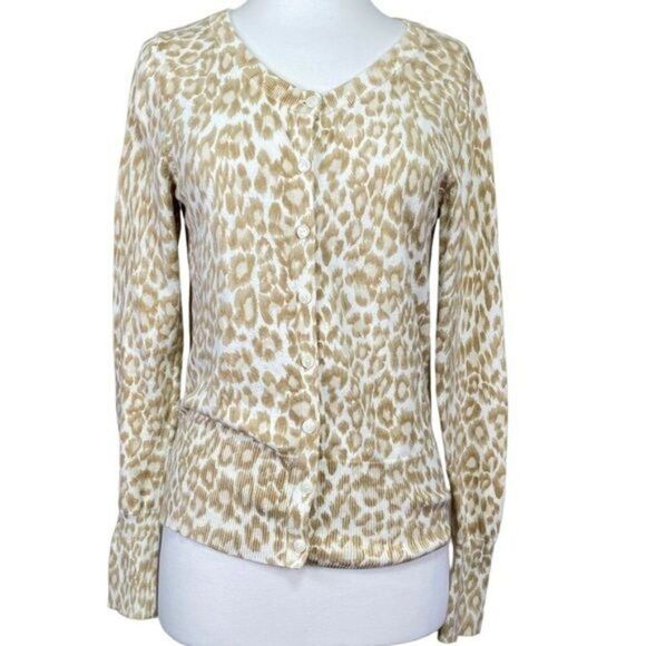 Gap Cardigan Animal Print Button Front Size Medium - Picture 1 of 6